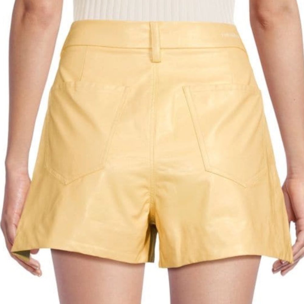 7 For All Mankind High Waist Yellow faux leather Shorts - Picture 2 of 3